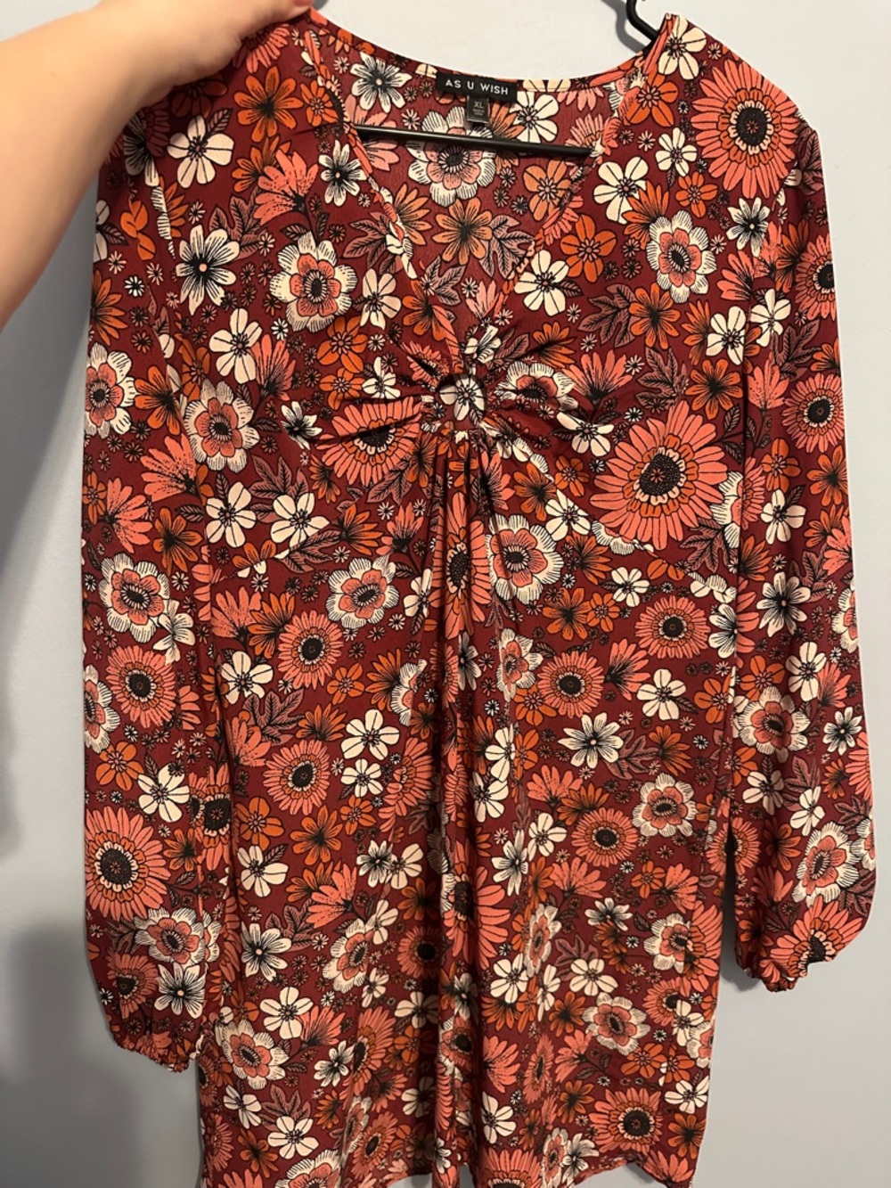As U Wish Rust and Cream Floral Dress